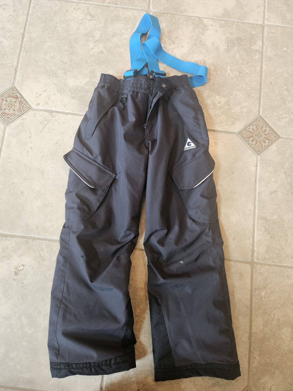 Gerry Kids Black Snow Pants with Blue Suspenders Medium